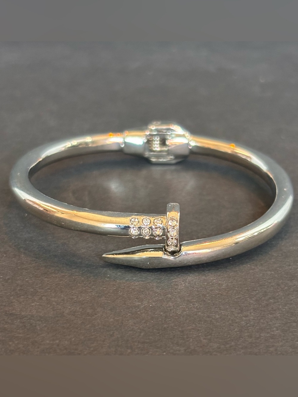 Silver Nail Pave Set CZ Stones Bracelet